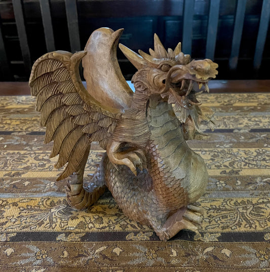Shrine of Hollywood CARVED WOODEN DRAGON decor statue Treasures and Relics