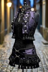 TASSEL SKIRT - PURPLE/BLACK TAPESTRY