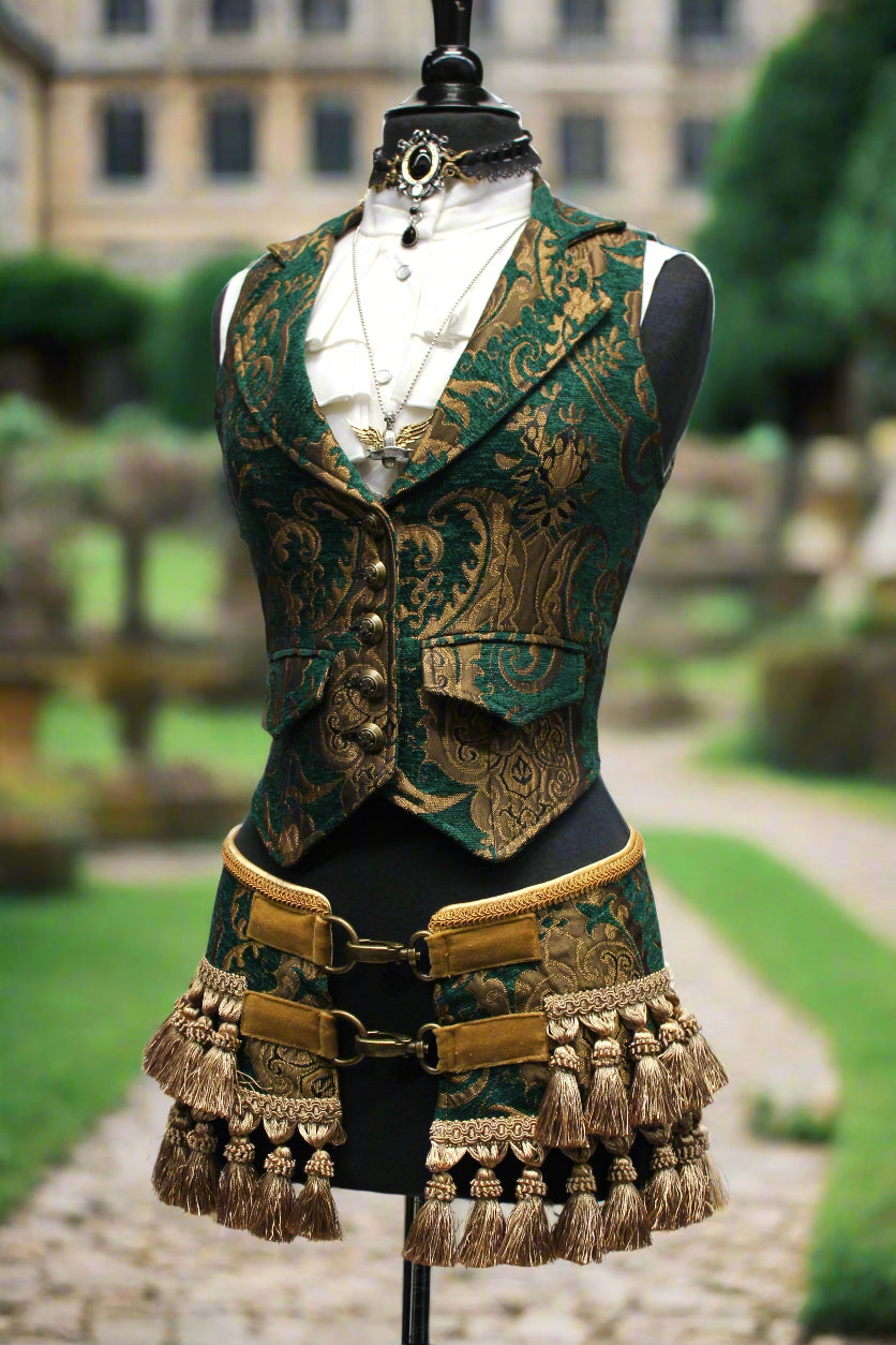 TASSEL SKIRT - GREEN/GOLD