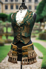 TASSEL SKIRT - GREEN/GOLD