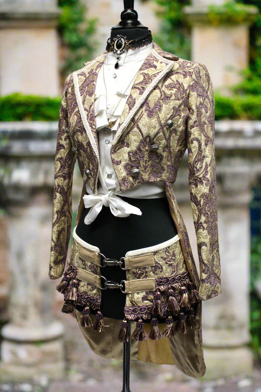 TASSEL SKIRT - PURPLE / IVORY TAPESTRY Shrine of Hollywood skirt kilt Skirts tassel