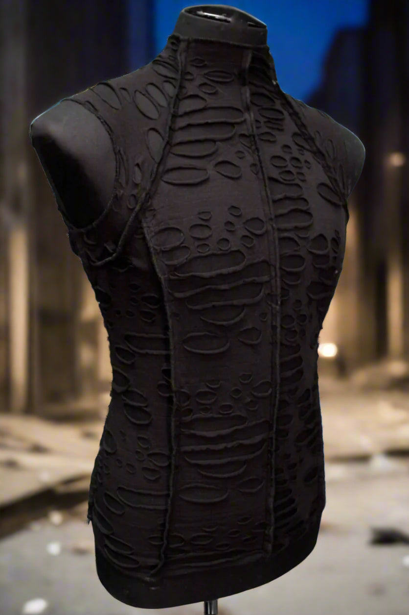 MEN'S FUTURE SHOCK SLEEVELESS T-SHIRT - BLACK DECAYED FABRIC