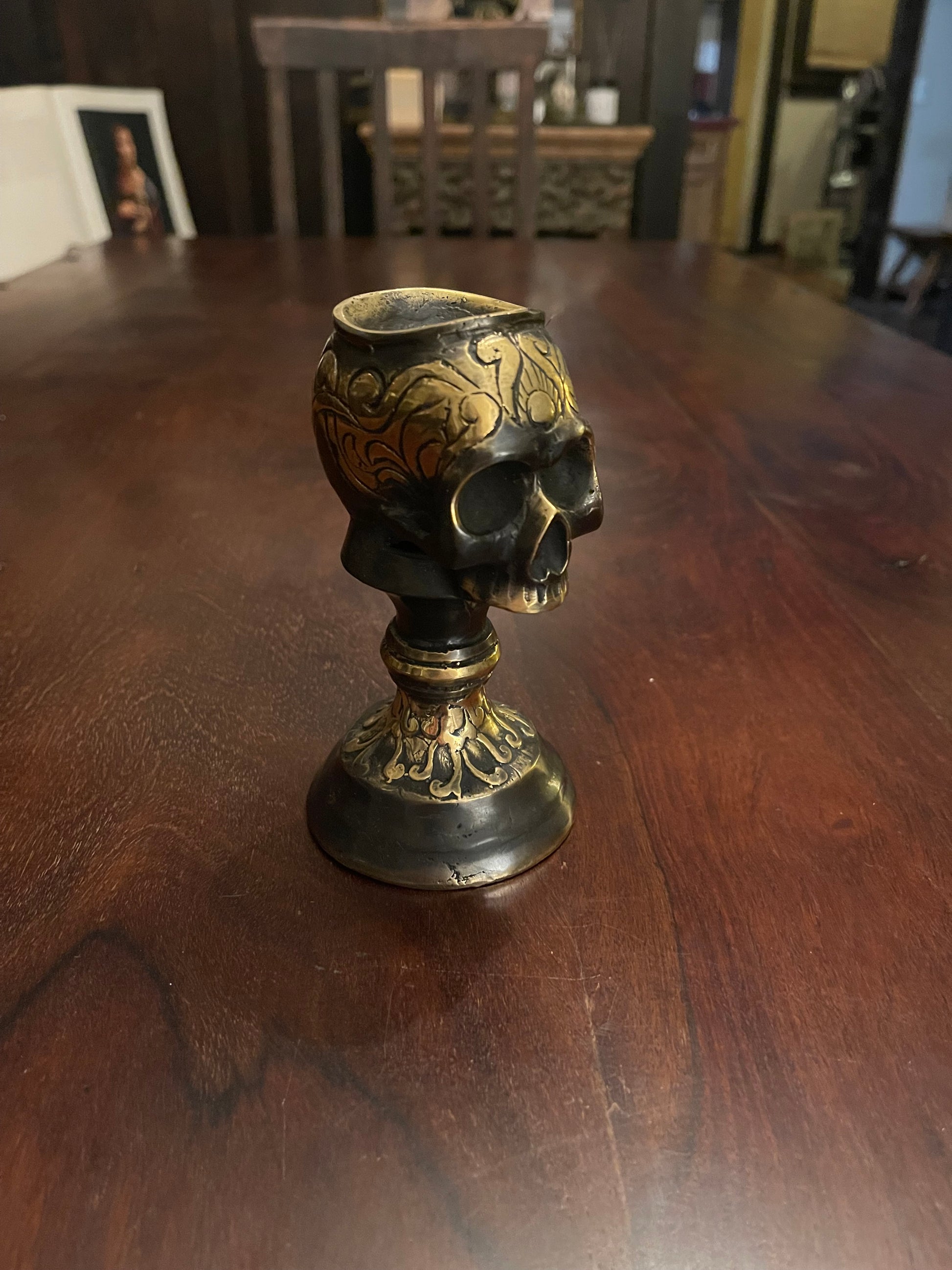 BRASS SKULL BOWL Shrine of Hollywood Decor Treasures and Relics