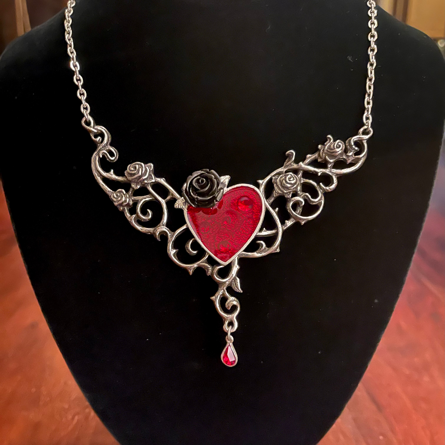 THE BLOOD ROSE HEART NECKLACE Shrine of Hollywood Necklace Gothic Necklace Heart Necklace Jewelry - Necklaces and Chokers