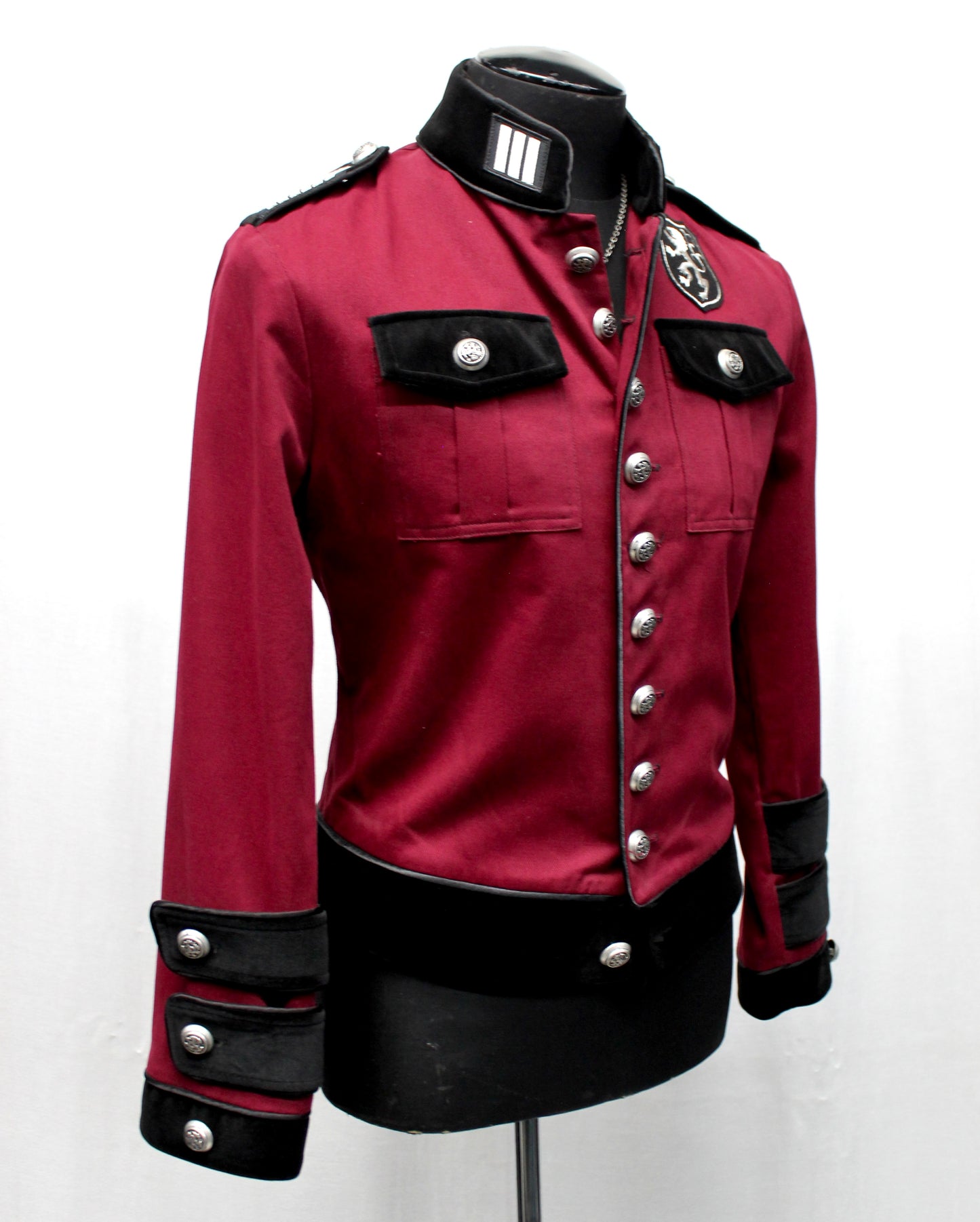 ROYAL MARINE JACKET - BURGUNDY DENIM - SIZE MEDIUM - ONLY ONE LEFT Shrine of Hollywood jacket aristocrat army bridgerton bridgeton jacket goth gothic Men's Jackets military steampunk victorian jacket vintage military jacket