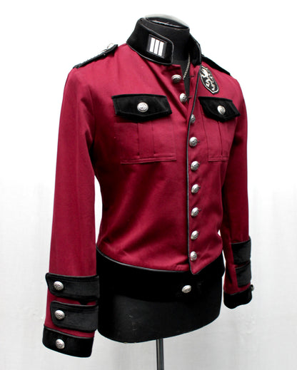 ROYAL MARINE JACKET - BURGUNDY DENIM - SIZE MEDIUM - ONLY ONE LEFT Shrine of Hollywood jacket aristocrat army bridgerton bridgeton jacket goth gothic Men's Jackets military steampunk victorian jacket vintage military jacket