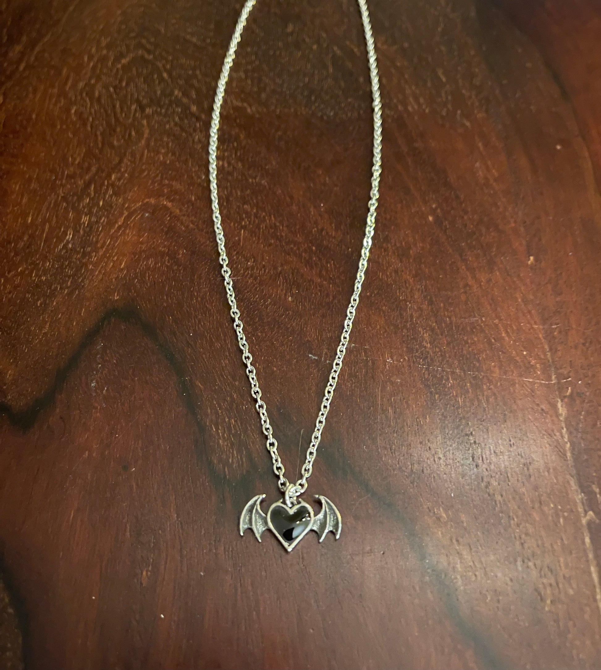 BLACK SOUL BAT WINGED HEART Shrine of Hollywood NECKLACE Bat necklace Gothic Necklace Heart Necklace Jewelry - Necklaces and Chokers winged heart necklace