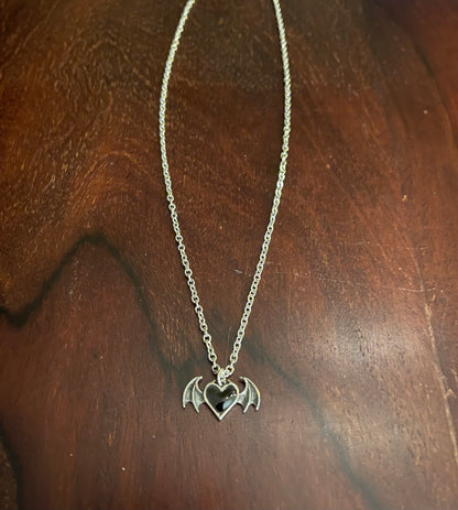 BLACK SOUL BAT WINGED HEART Shrine of Hollywood NECKLACE Bat necklace Gothic Necklace Heart Necklace Jewelry - Necklaces and Chokers winged heart necklace