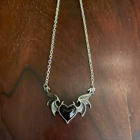 BLACKSOUL NECKLACE Shrine of Hollywood NECKLACE Bat necklace Jewelry - Necklaces and Chokers winged heart necklace