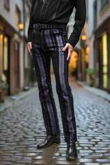 VICTORIAN CARNY PANTS - PURPLE/BLACK STRIPE