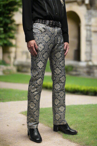 RROCKER PANTS - EDWARDIAN BROCADE - BLUE