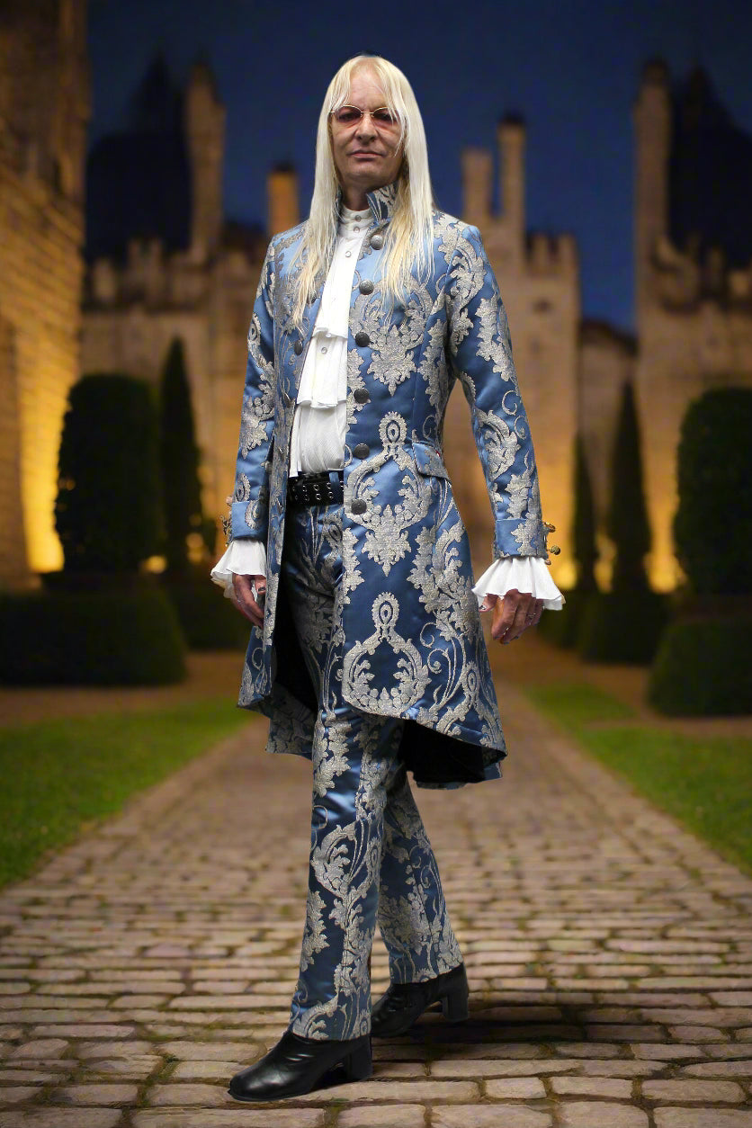 ROCKER PANTS - ICE BLUE BROCADE Shrine of Hollywood pants Bridgerton pants Pants Rocker Pants victorian pants