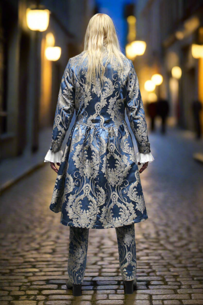 ORDER OF THE DRAGON COAT - ICE BLUE BROCADE Shrine of Hollywood coat Men's Coats