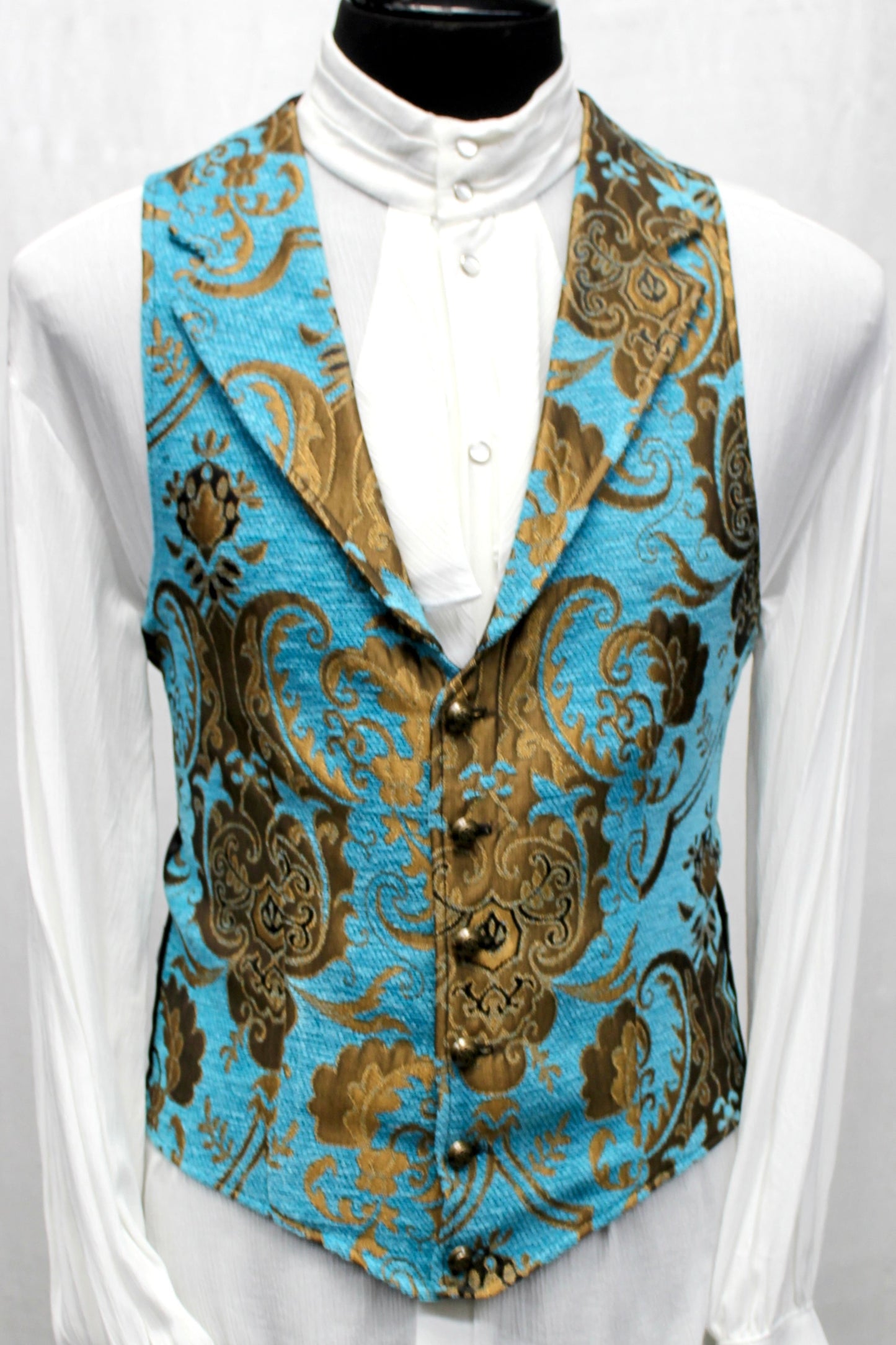 ARISTOCRAT VEST - TURQUOISE/GOLD Shrine of Hollywood vest aristocrat bridgerton burlesque vest goth Men's Vests Pirate vest vest victorian vest wedding