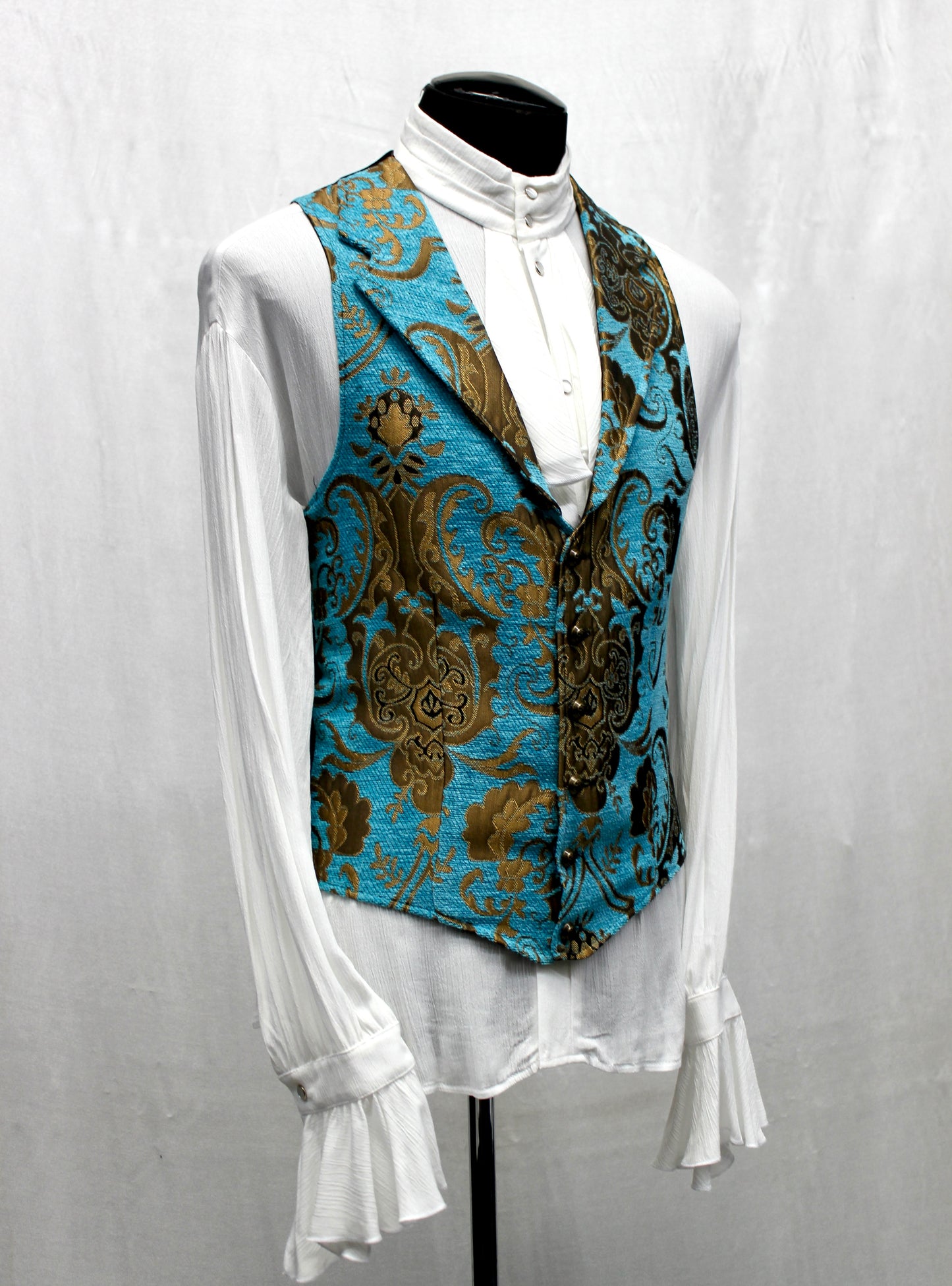 ARISTOCRAT VEST - TURQUOISE/GOLD Shrine of Hollywood vest aristocrat bridgerton burlesque vest goth Men's Vests Pirate vest vest victorian vest wedding