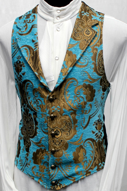 ARISTOCRAT VEST - TURQUOISE/GOLD Shrine of Hollywood vest aristocrat bridgerton burlesque vest goth Men's Vests Pirate vest vest victorian vest wedding