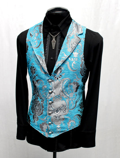 ARISTOCRAT VEST - TURQUOISE/SILVER Shrine of Hollywood vest aristocrat bridgerton formal goth Men's Vests Pirate vest vest victorian victorian vest