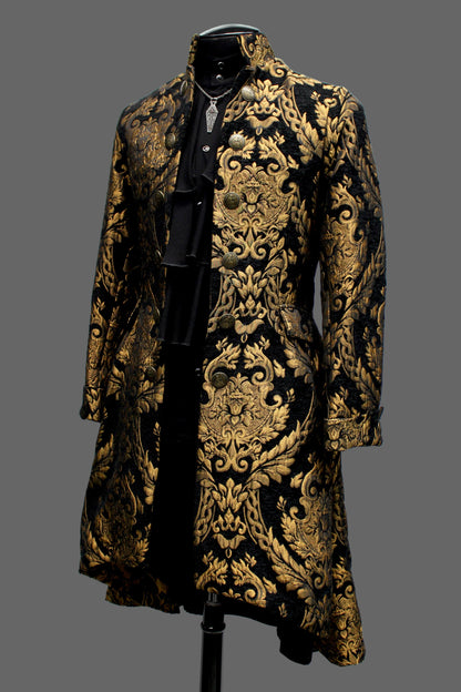 ORDER OF THE DRAGON COAT - GOLD/BLACK TAPESTRY Shrine of Hollywood coat Costume coat gothic coat Men's Coats Steampunk Coat victorian coat Wedding coat