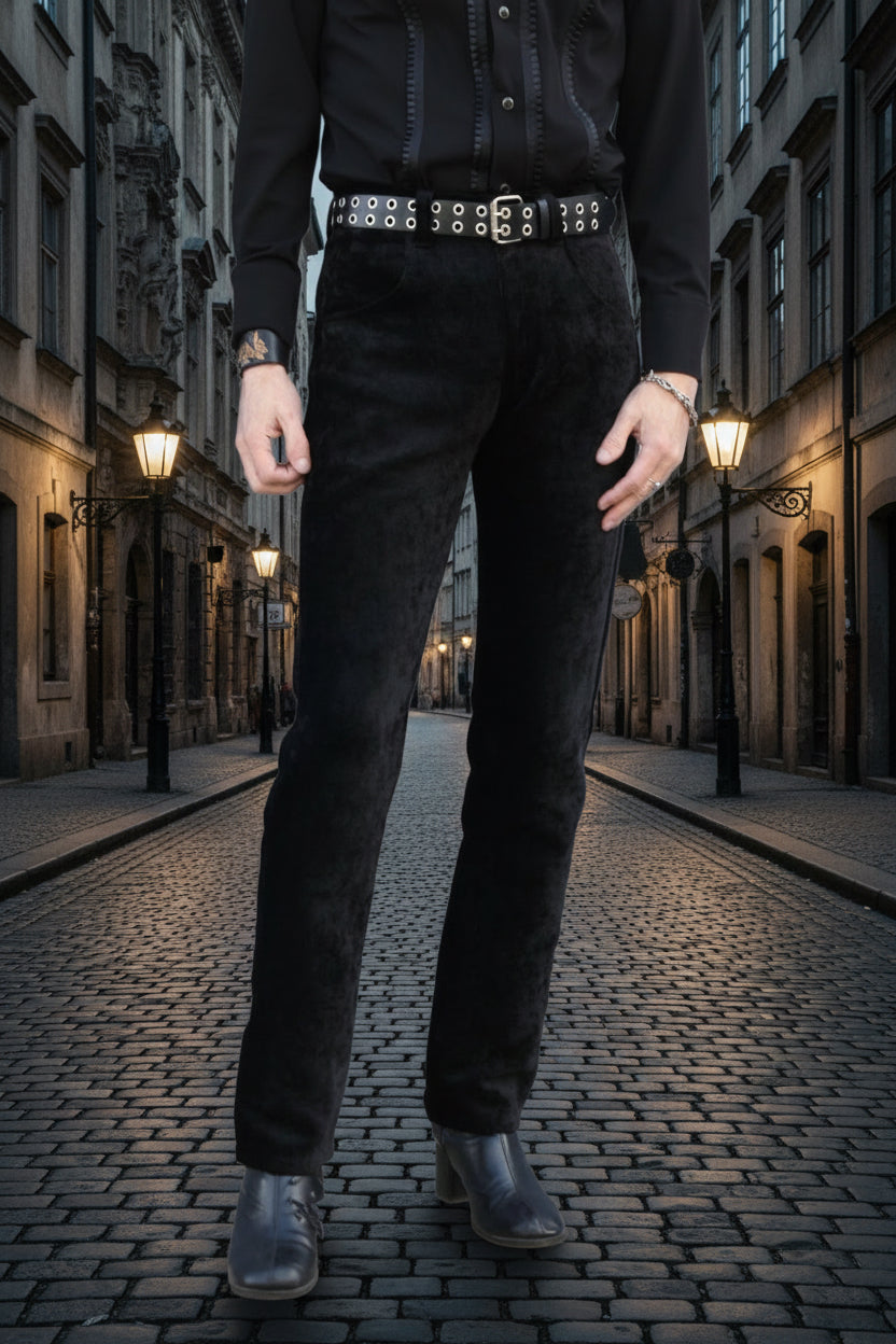 ROCKER PANTS - BLACK VELVET Shrine of Hollywood Pants Bridgerton pants gothic gothic pants masquerade pants Men's Pants Pants pirate pants Rocker Pants vampire pants victorian pants wedding pants