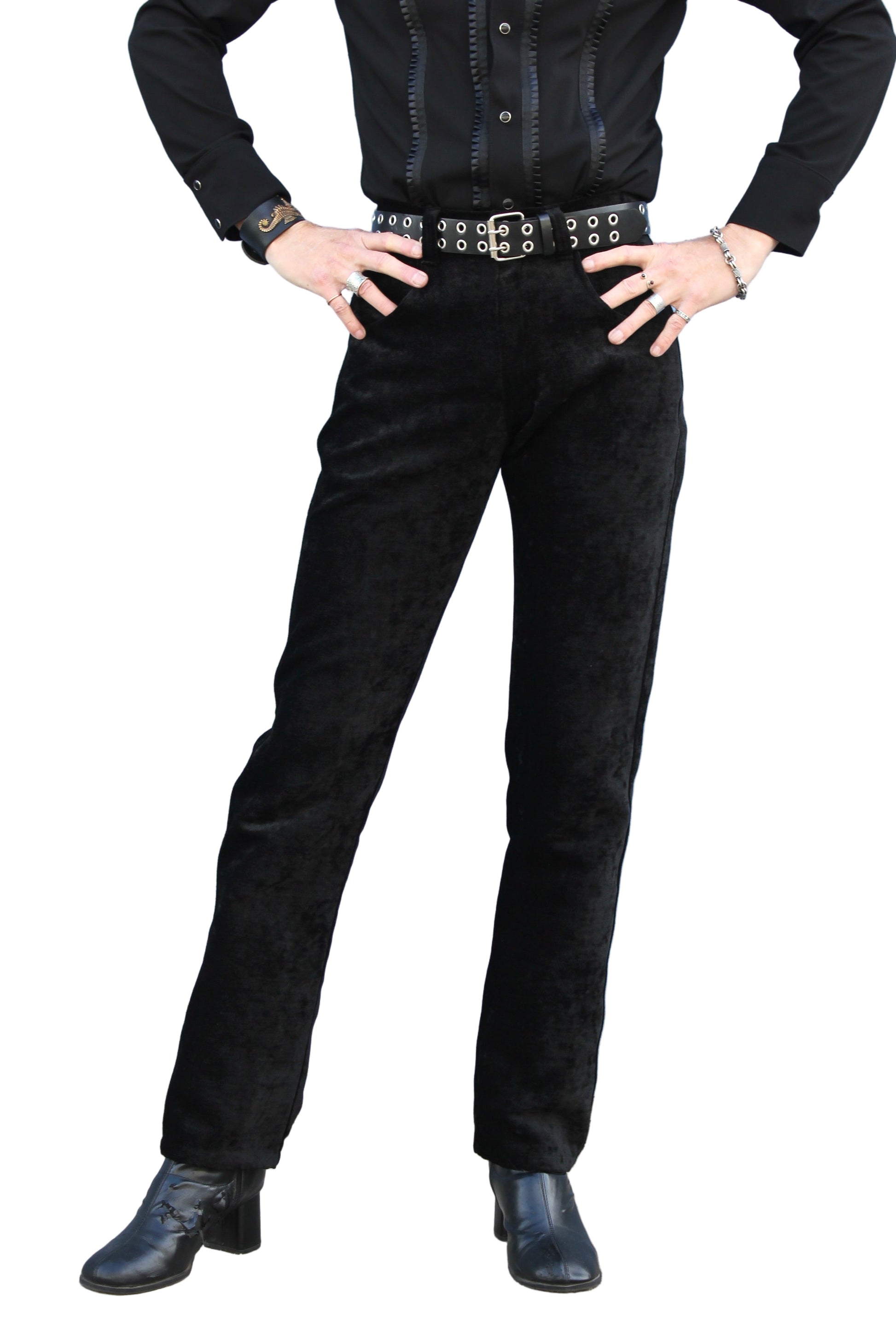 ROCKER PANTS - BLACK VELVET Shrine of Hollywood Pants Bridgerton pants gothic gothic pants masquerade pants Men's Pants Pants pirate pants Rocker Pants vampire pants victorian pants wedding pants