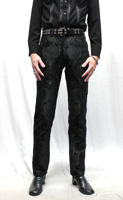 TAPESTRY PANTS - BLACK Shrine of Hollywood pants Bridgerton pants burning man pants gothic pants masquerade pants Men's Pants Pants pirate pants rocker jeans Rocker Pants vampire pants victorian pants wedding pants