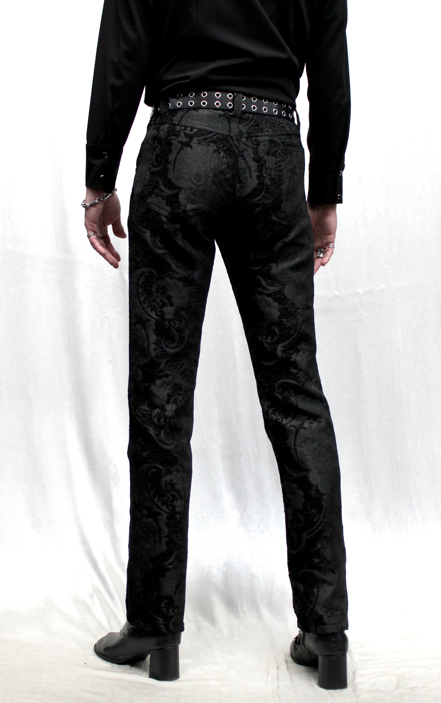 TAPESTRY PANTS - BLACK Shrine of Hollywood pants Bridgerton pants burning man pants gothic pants masquerade pants Men's Pants Pants pirate pants rocker jeans Rocker Pants vampire pants victorian pants wedding pants