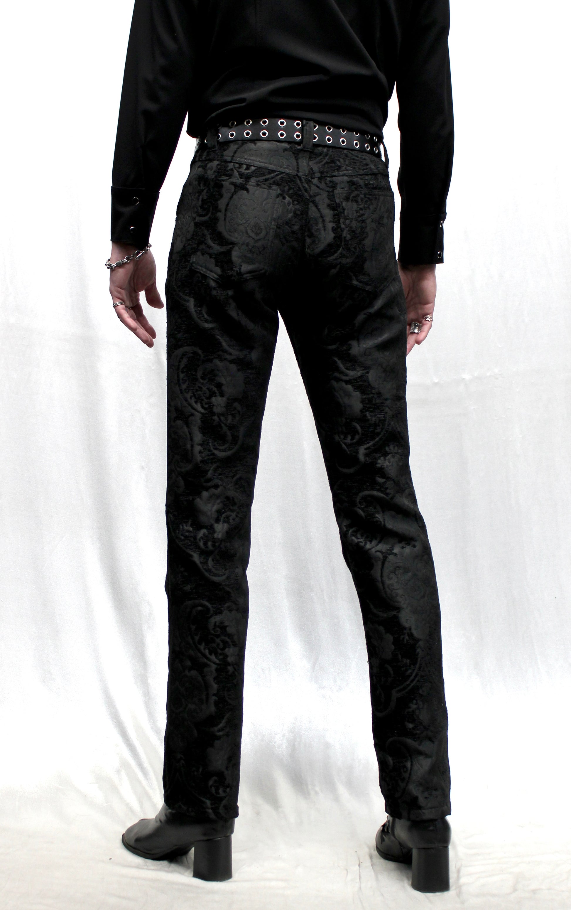 TAPESTRY PANTS - BLACK Shrine of Hollywood pants Bridgerton pants burning man pants gothic pants masquerade pants Men's Pants Pants pirate pants rocker jeans Rocker Pants vampire pants victorian pants wedding pants
