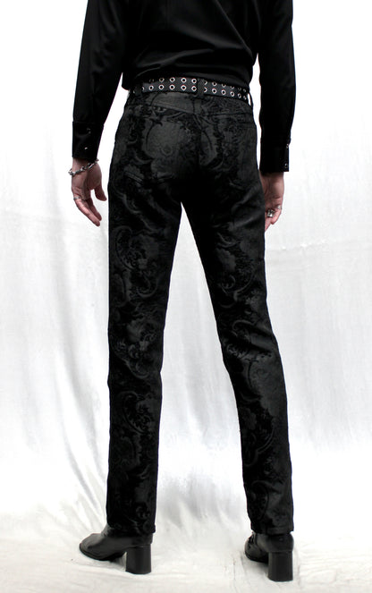 TAPESTRY PANTS - BLACK Shrine of Hollywood pants Bridgerton pants burning man pants gothic pants masquerade pants Men's Pants Pants pirate pants rocker jeans Rocker Pants vampire pants victorian pants wedding pants