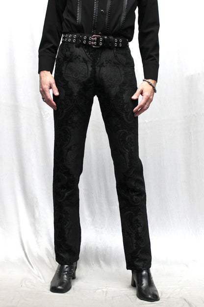 TAPESTRY PANTS - BLACK Shrine of Hollywood pants Bridgerton pants burning man pants gothic pants masquerade pants Men's Pants Pants pirate pants rocker jeans Rocker Pants vampire pants victorian pants wedding pants