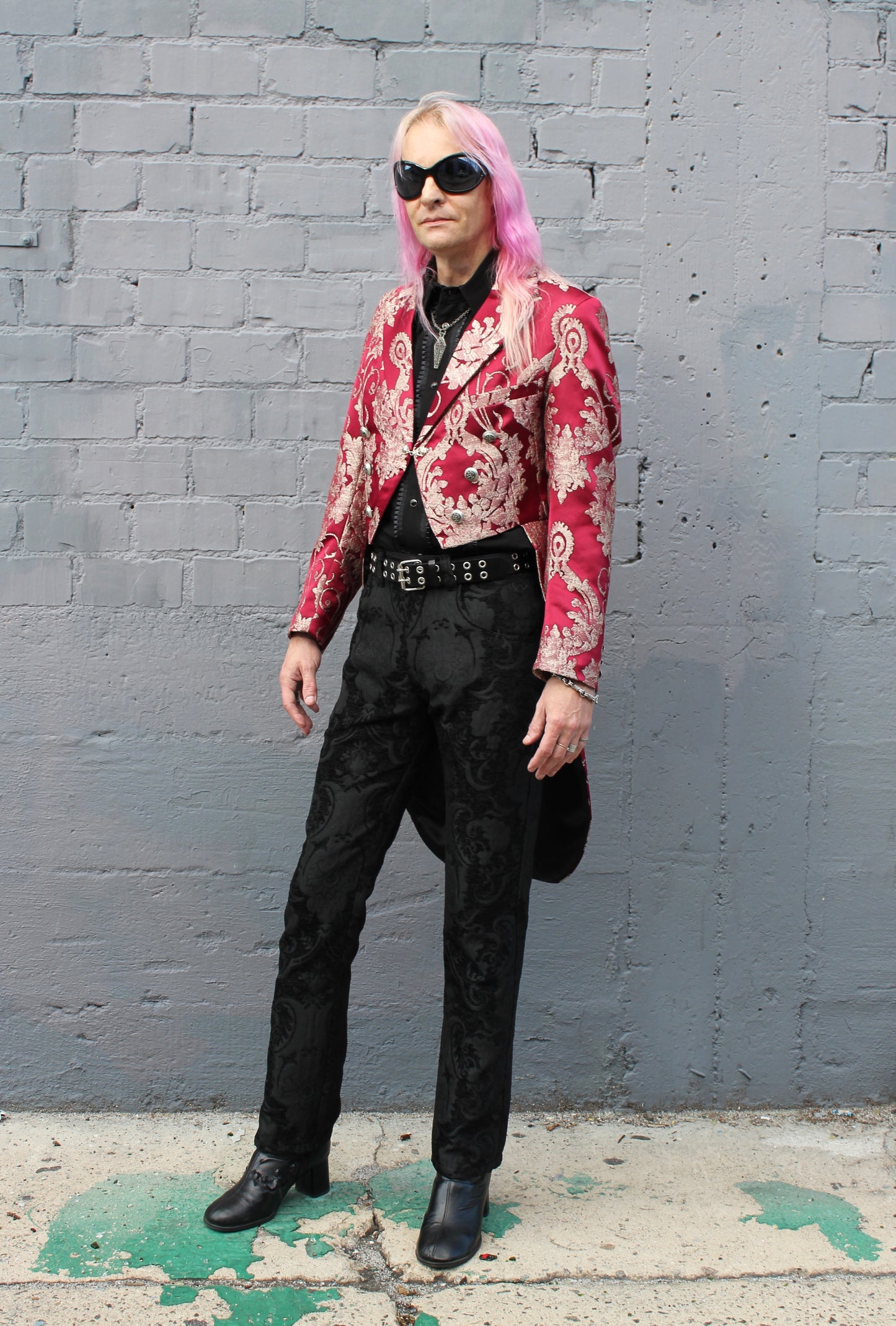 MONTE CRISTO TAILCOAT - RED SATIN BROCADE Shrine of Hollywood coat Men's Coats