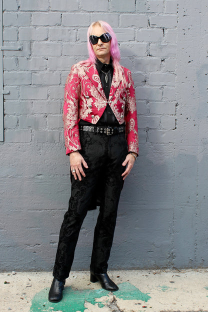 MONTE CRISTO TAILCOAT - RED SATIN BROCADE Shrine of Hollywood coat Men's Coats