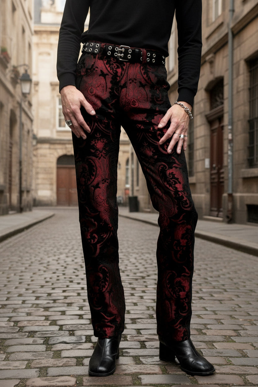 TAPESTRY PANTS - RED/BLACK Shrine of Hollywood pants Pants