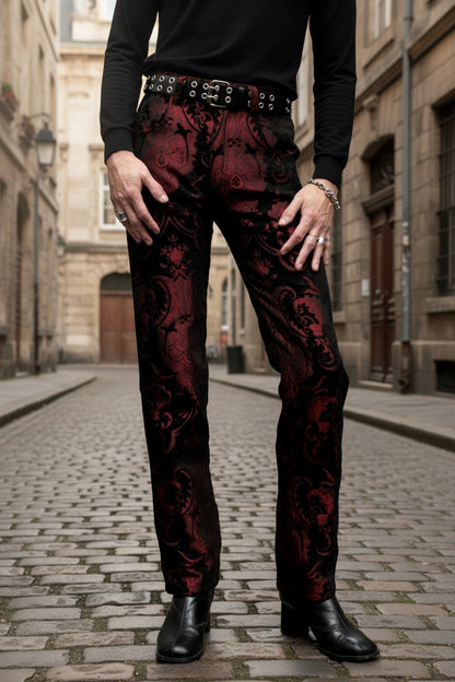 TAPESTRY PANTS - RED/BLACK Shrine of Hollywood pants Pants