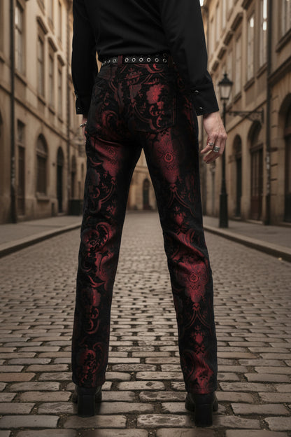 TAPESTRY PANTS - RED/BLACK Shrine of Hollywood pants Pants