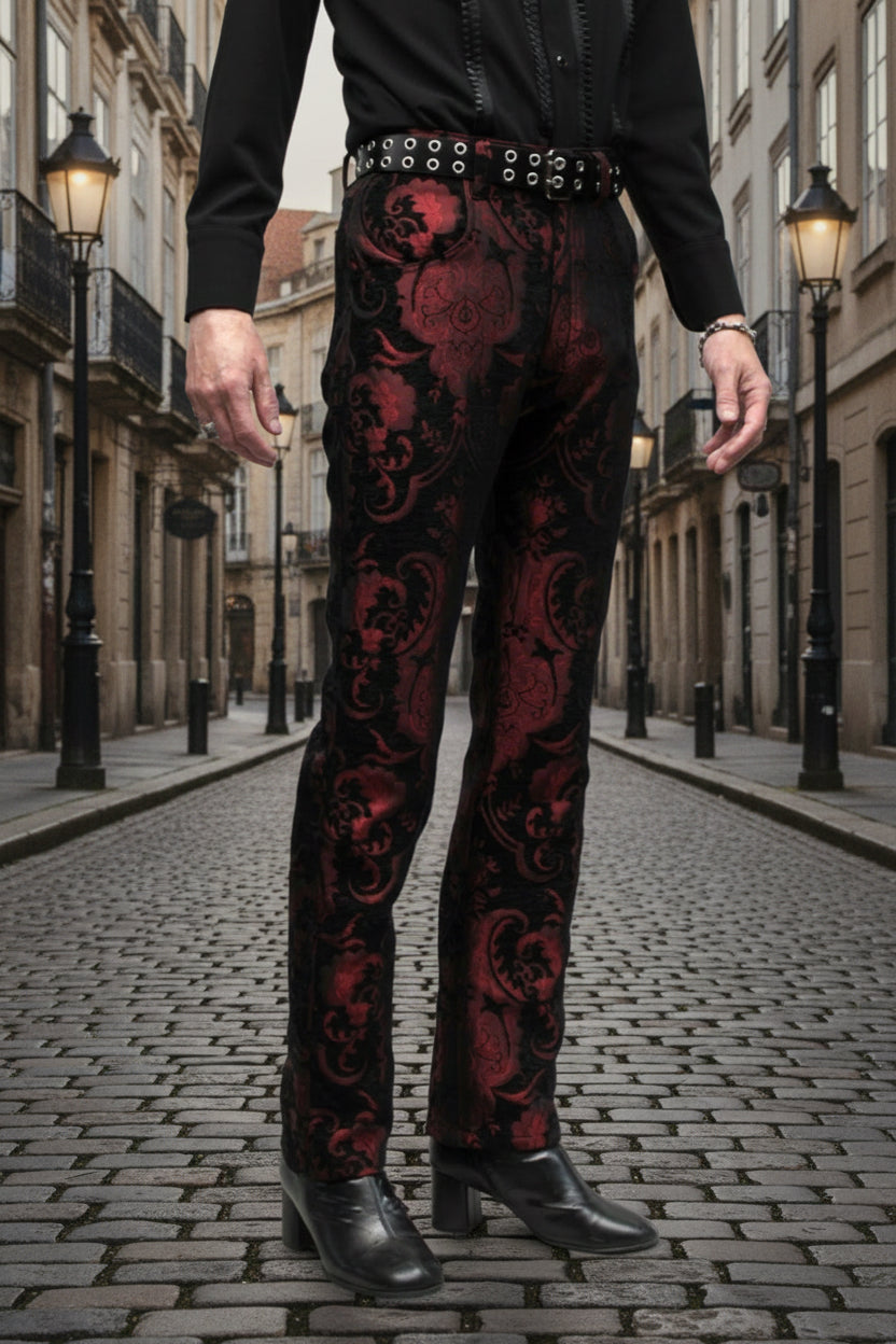 TAPESTRY PANTS - RED/BLACK Shrine of Hollywood pants Pants