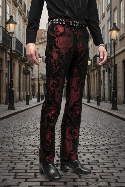 TAPESTRY PANTS - RED/BLACK Shrine of Hollywood pants Pants