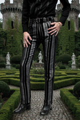 VICTORIAN CARNY PANTS - SILVER/BLACK STRIPE