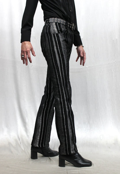 VICTORIAN CARNY PANTS - SILVER/BLACK STRIPE Shrine of Hollywood pants Pants