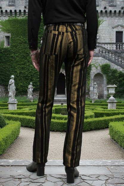 VICTORIAN CARNY PANTS - GOLD/BLACK STRIPE Shrine of Hollywood pants aristocrat Bridgerton coat Bridgerton pants burning man pants gothic pants Pants Rocker Pants steampunk vampire pants victorian pants