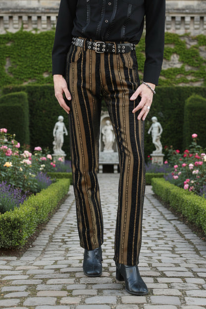 VICTORIAN CARNY PANTS - GOLD/BLACK STRIPE Shrine of Hollywood pants aristocrat Bridgerton coat Bridgerton pants burning man pants gothic pants Pants Rocker Pants steampunk vampire pants victorian pants
