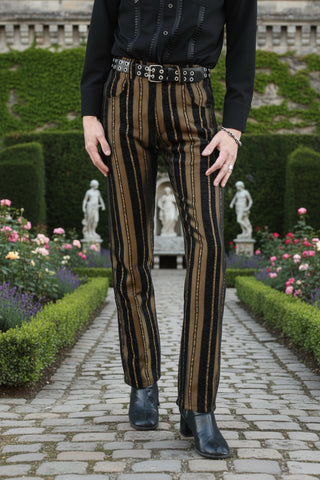 VICTORIAN CARNY PANTS - GOLD/BLACK STRIPE
