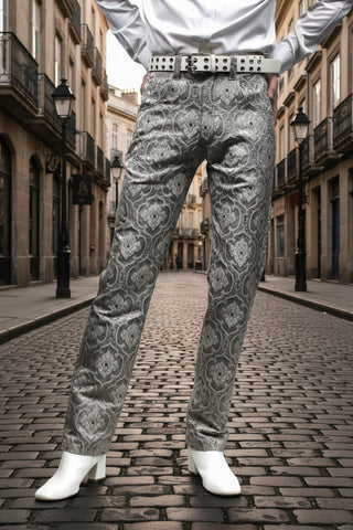 ROCKER PANTS - EDWARDIAN BROCADE - SILVER