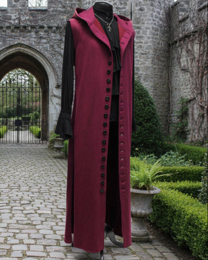 WRAITH ROBE - BURGUNDY COTTON - Size Medium Shrine of Hollywood coat gothic Men's Coats Pirate vest Steampunk Coat vampire coat