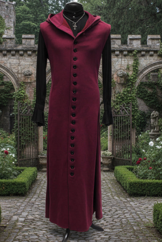 WRAITH ROBE - BURGUNDY COTTON - Size Medium Shrine of Hollywood coat gothic Men's Coats Pirate vest Steampunk Coat vampire coat