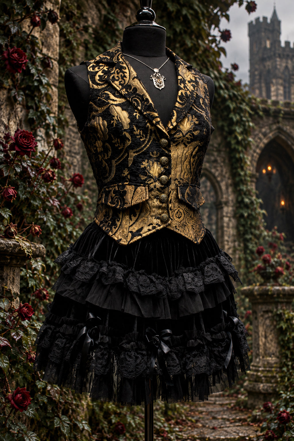 MARDI GRAS SKIRT - BLACK VELVET Shrine of Hollywood Skirt Skirts Victorian Skirt