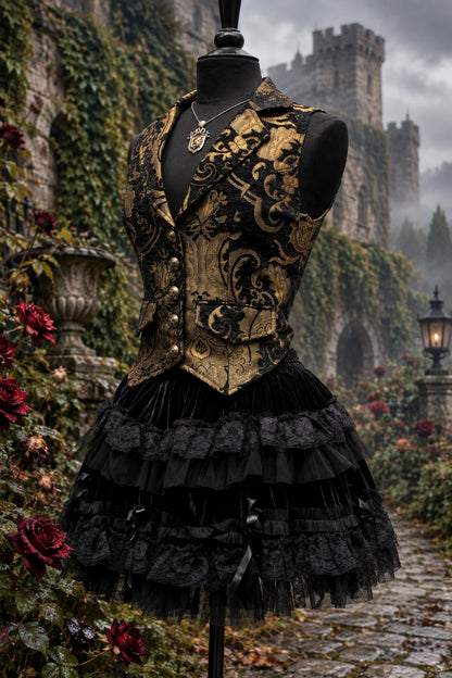 MARDI GRAS SKIRT - BLACK VELVET Shrine of Hollywood Skirt Skirts Victorian Skirt