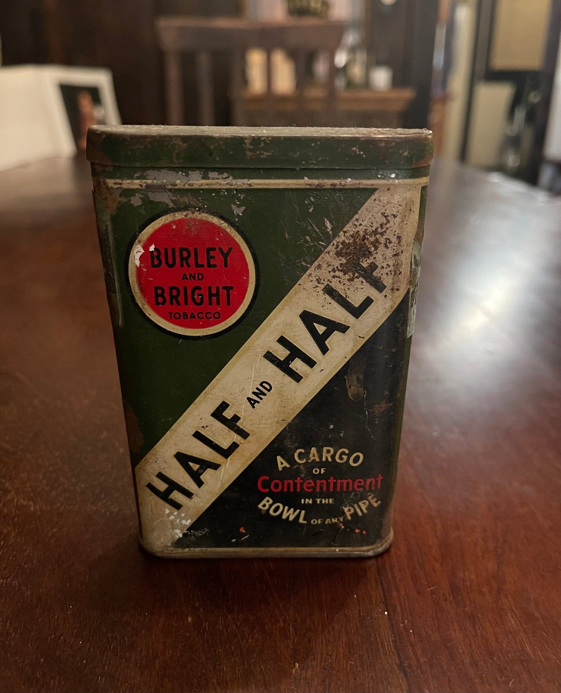 VINTAGE BURLEY AND BRIGHT TOBACCO TIN Shrine of Hollywood vintage tobacco tin Treasures and Relics