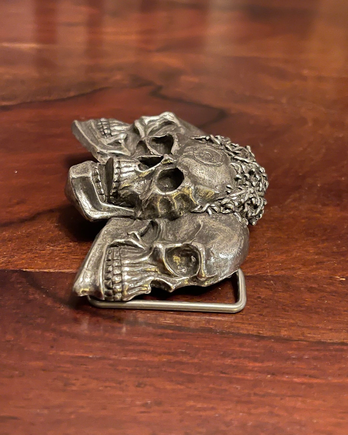 TRIPLE SKULL BELT BUCKLE Shrine of Hollywood belt buckle Treasures and Relics
