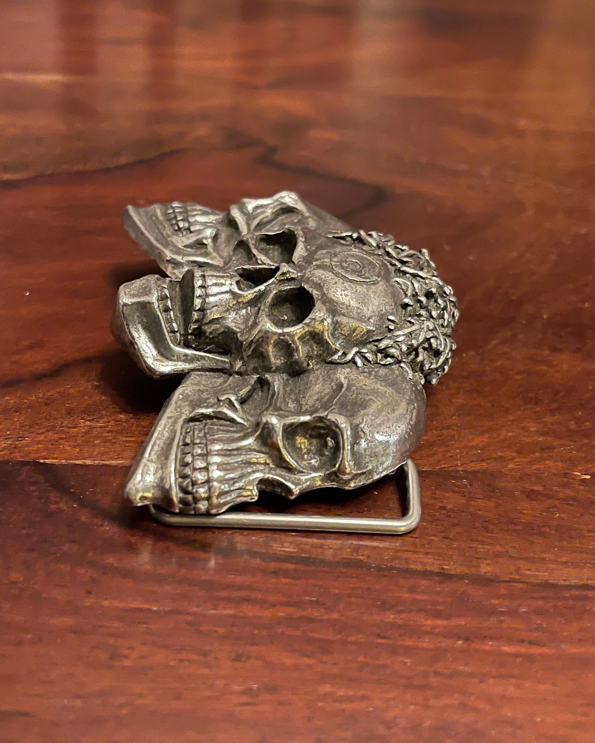 TRIPLE SKULL BELT BUCKLE Shrine of Hollywood belt buckle Treasures and Relics