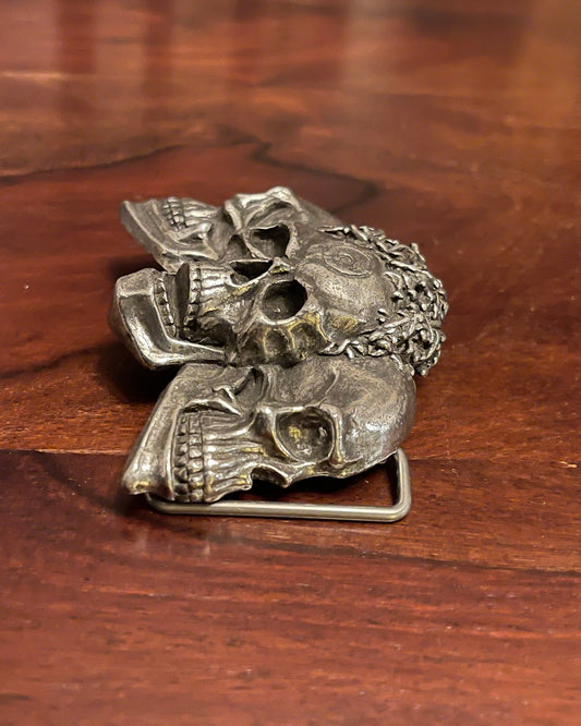 TRIPLE SKULL BELT BUCKLE Shrine of Hollywood belt buckle Treasures and Relics